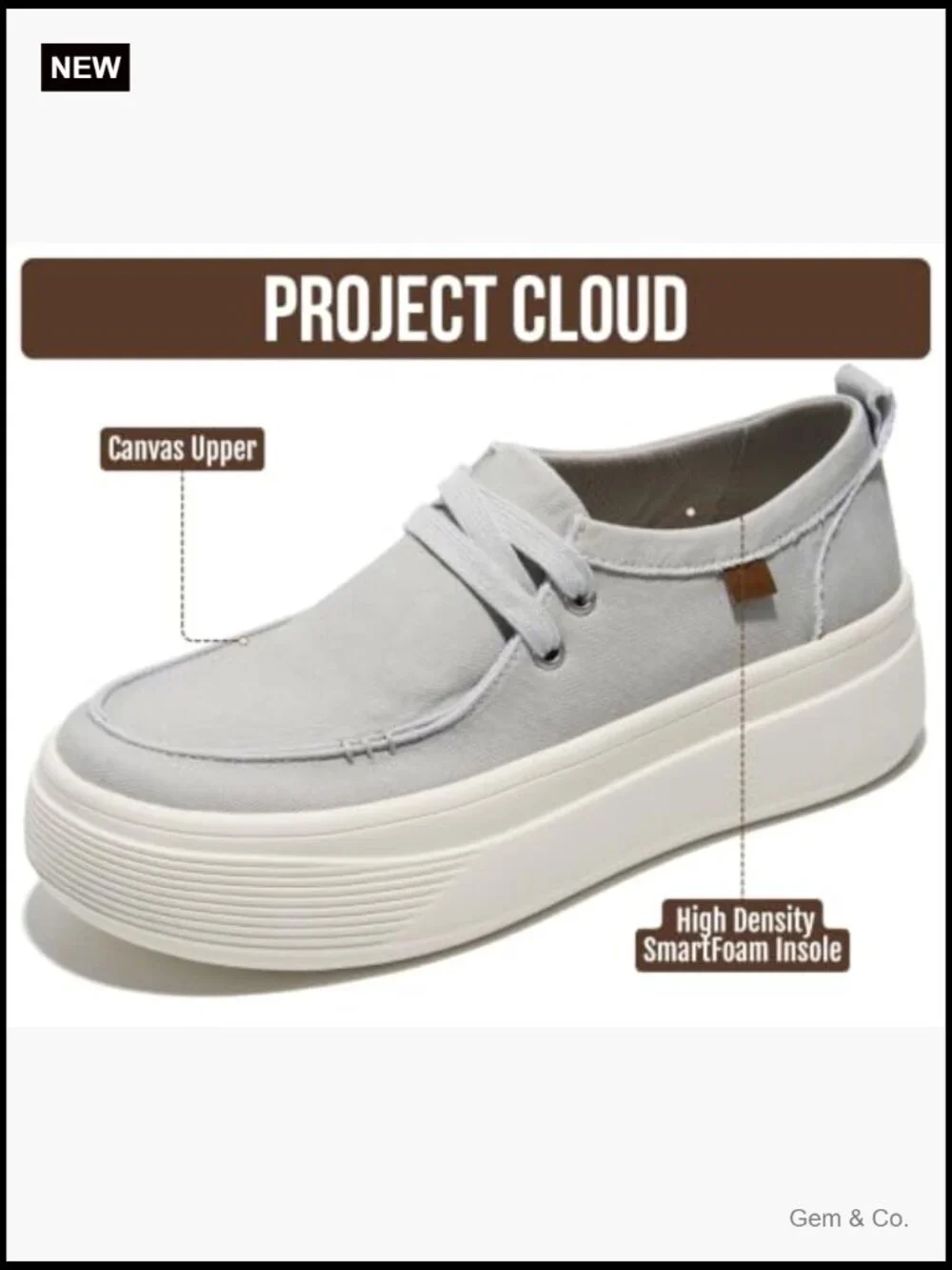 Women's Canvas Platform Slip On Loafers - Memory Foam Sneakers